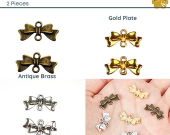 Charm de doble lazo, conector o enlace, 3 colores, 2 piezas