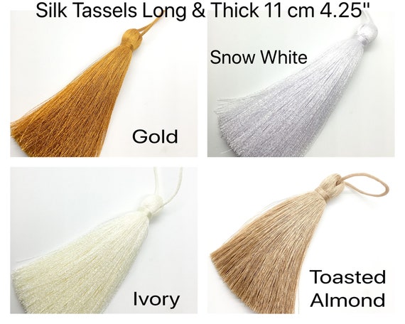 Luscious 1 Silk Tassels Long & Thick for Jewelry or Decor Gold, White,  Ivory, Toasted Almond 