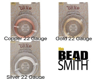 22 Gauge, GERMAN STYLE Beading\Jewelry Wire, by Beadsmith 10 meters, Gold, Silver, Copper