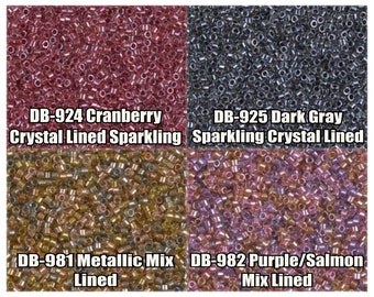 11/0 Miyuki-delica-kralen, DB924, DB925, DB981, DB982 - 5 g, 10 g