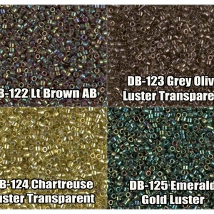 5g, 10g 11/0 Miyuki Delica beads, DB122, DB123, DB124, DB125