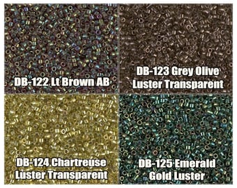 5g, 10g 11/0 Miyuki Delica beads, DB122, DB123, DB124, DB125