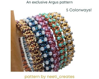 Peekaboo Bangle Bead Kit, Argus Exclusive Beading Pattern, Gemduo Bracelet Kit, 5 Colorways