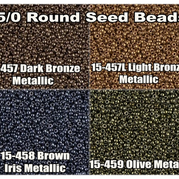 15/0 Miyuki Round Seed Beads or Rocailles. 8.2g tubes. 15-0457, 15-0457L, 15-458, 15-0459