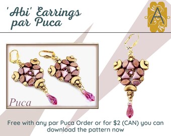 Two Ways to Get this Pattern! "Abi" Earrings Pattern, FREE with any Les Perles par Puca Order, or, Purchase & Download for 2dollars (CAD)