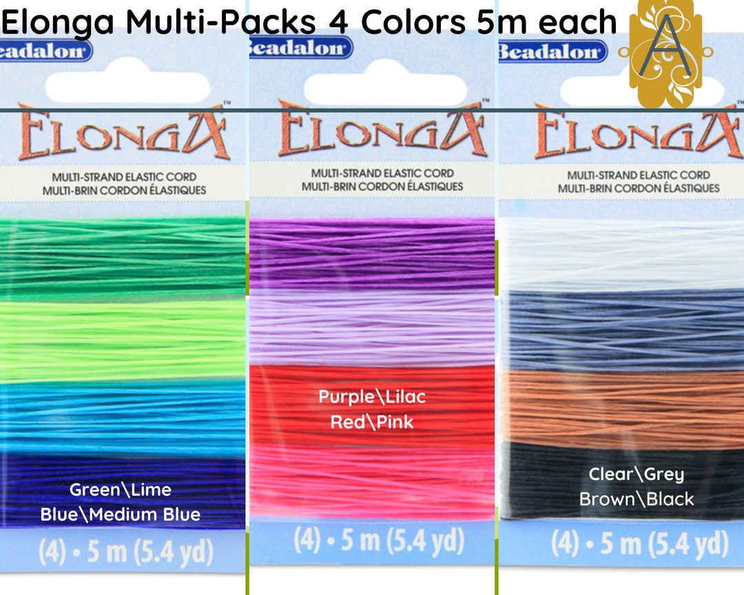 NEW ELONGA Stretch Cord, Floss, Multipacks, .070mm, 4 Colours, 5 Meters