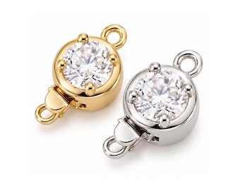 OPA! Cubic Zirconia Box Clasp, Gold or Silver, Round Crystal Clasp for Bracelets & Necklaces, Jewelry Making Findings