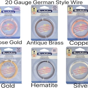 20 Gauge, German Style Round Wire, by Beadalon, 6m, 6 Colors, Medium Temper