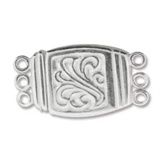 Bronze Line, UNIQUE, Barrel Lock 3-Strand Hook & Eye clasp, Fine .999% Silver or Patented Bronze Plating, from Israel