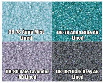 5g, 10g 11/0 Miyuki Delica beads, DB078, DB079, DB080, DB081