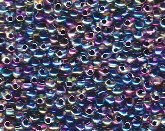 Miyuki Drop Beads 3.4mm, DP-283, Noir Lined Crystal AB, 10g