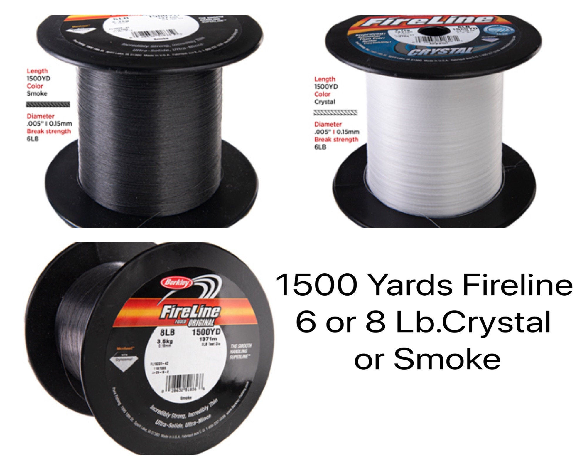 beading thread 6lb wholesale large reel Smoke Fireline 1500 yard spool 