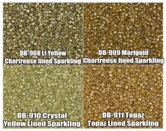 11/0 Miyuki-delica-kralen, DB908, DB909, DB910, DB911 - 5 g, 10 g