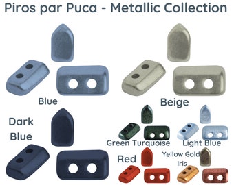 PIROS® par Puca®, Metallic Matte Collection, 5g ~72-75 Beads ,+ 2 FREE PATTERNS with Order