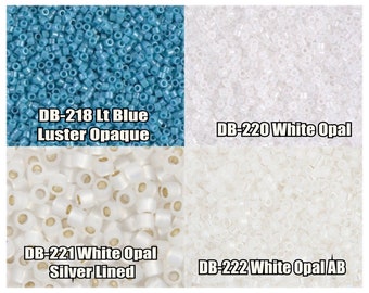 11/0 Miyuki Delica beads, DB218, DB220, DB221, DB222 - 5g, 10g