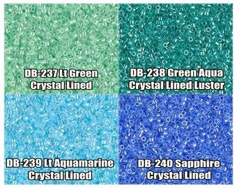 11/0 Miyuki Delica beads, DB237, DB238, DB239, DB240 - 5g, 10g