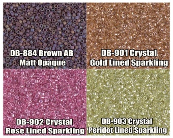 11/0 Miyuki Delica-pärlor, DB884, DB901, DB902, DB903 - 5g, 10g