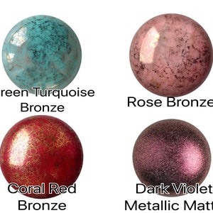 18mm Cabochons par Puca + Free Pattern w. any Purchase Green Turquoise, Rose & Coral Red Bronze + Dark Violet Metallic