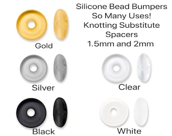 Silicone Bead Bumpers, Knotting Substitute or Spacers, 1.5 or 2 mm Diameter 5 Colors