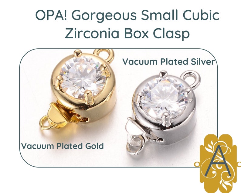 OPA Cubic Zirconia Box Clasp, AB Crystal, 1 Strand, 2 Finishes image 1