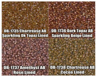 11/0 Miyuki Delica-pärlor, DB1735, DB1736, DB1737, DB1738 - 5 g, 10 g