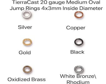 20 Gauge, Medium 4x3mm (I.D) Open Oval Jump Rings, TierraCast, 25 or 100 Pieces