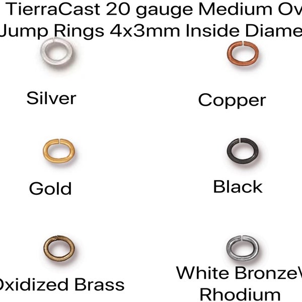 20 Gauge, Medium 4x3mm (I.D) Open Oval Jump Rings, TierraCast, 25 or 100 Pieces