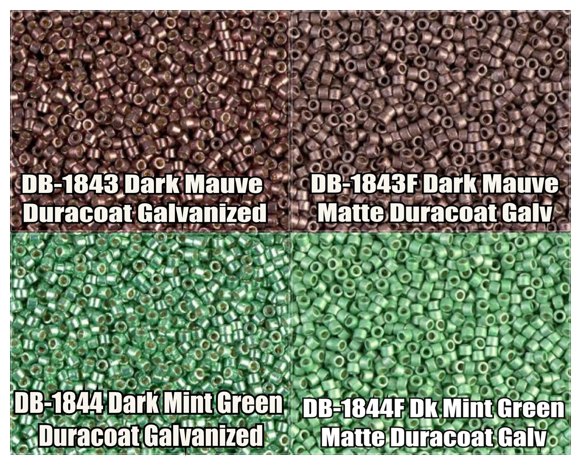 11/0 Miyuki Delica Beads, DB1843, DB1843F, DB1844, DB1844F - 5g