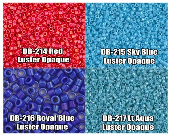 11/0 Miyuki Delica beads, DB214, DB215, DB216, DB217 - 5g, 10g