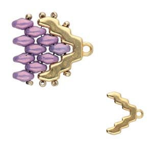 2 piezas MENITES, conector de cierre o terminal para platillo Superduo, latón antiguo, oro rosa, baño de oro de 24 quilates, plata antigua