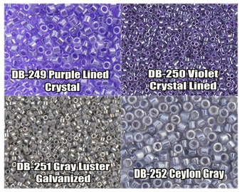 11/0 Miyuki Delica beads, DB249, DB250, DB251, DB252 - 5g, 10g