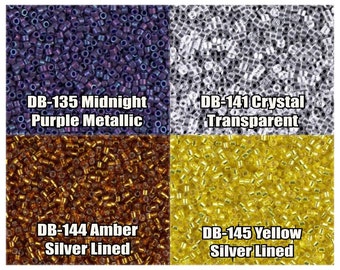 11/0 Miyuki-delica-kralen, DB135, DB141, DB144, DB145 - 5 g, 10 g