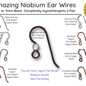 Tierracast, NIOBIUM French Hook Ear Wires, with 2 or 3mm bead, TierraCast, 2 Pair