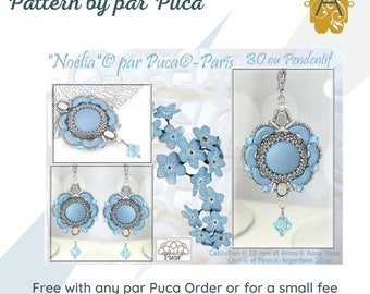 Noelia Pendant or Earrings par Puca Pattern, Free with an order of par Puca Beads, or purchase the pattern & download it now!