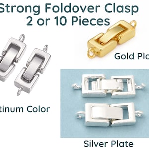 FOLDOVER Clasp, Very Strong! 1 Strand, Brass Clasp in Nickel or Gold Color