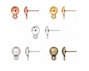 TierraCast Dome Earring Studs, Titanium Posts, 8mm Earring Findings, 1 Pair