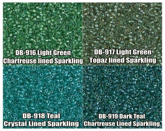 11/0 Miyuki Delica beads, DB916, DB917, DB918, DB919 - 5g, 10g