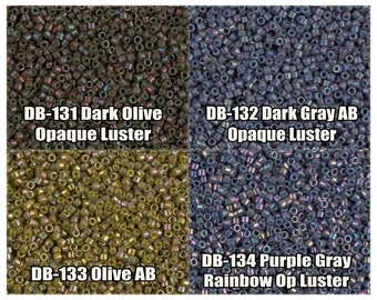5g, 10g 11/0 Miyuki Delica beads, DB131, DB132, DB133, DB134