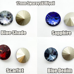 12mm 1122 Swarovski Rivoli Scarlet, Blue Shade, Blue Denim , Sapphire