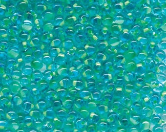 Miyuki Drop Beads 3.4mm, DP-F20, Mint Green Lined Light Blue, 10g