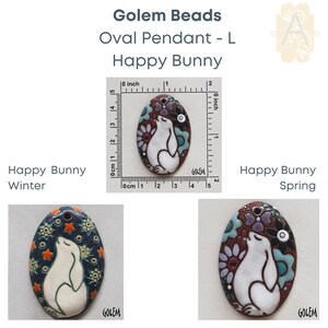 Oval Ceramic Pendants, Handmade by Golem Studios 12 Patterns image 3