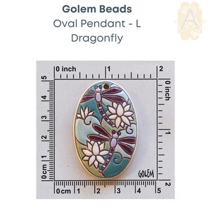 Oval Ceramic Pendants, Handmade by Golem Studios 12 Patterns Dragonfly