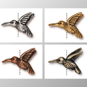 2 PCs. TierraCast HUMMINGBIRD Bead, 4Finishes