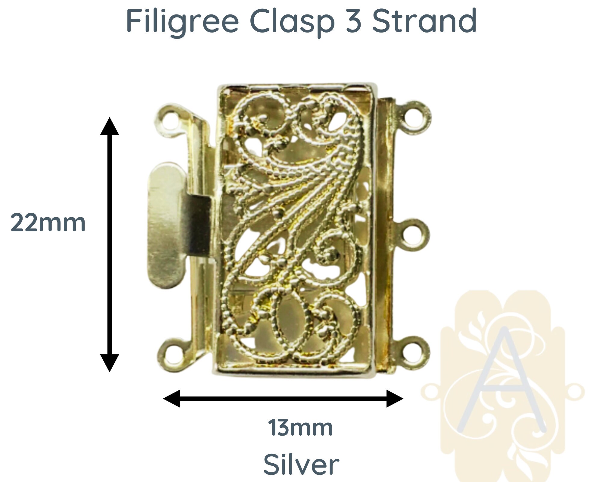小物 masa Filigree, 3-strand Box Clasp, Medium Size, Great for