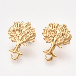 Orecchini A Bottone Albero Della Vita In Acciaio Inox Con Zirconi – Gioiello Antiallergico Elegante Per Donna