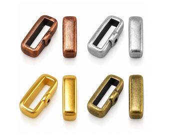 Crimp Bar Slider for 10mm Flat Leather or Cork, Crimpable Leather Slider, Bracelet Jewelry Finding