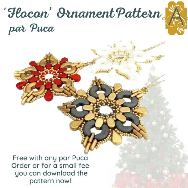 Flocon (Snowflake) Ornament Pattern par Puca, Free with your Les Perles par Puca Order, or Download the Pattern for a small fee!