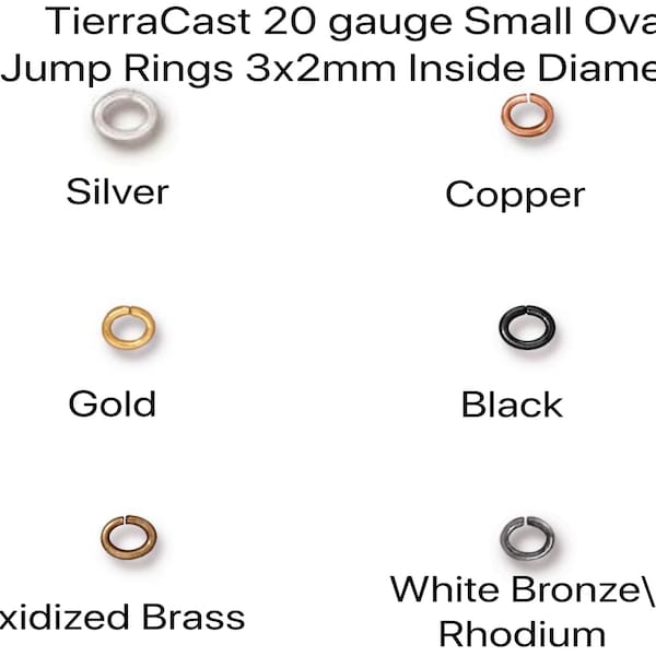 20 Gauge, Small Oval Jump Rings, 50 or 100 Pcs, TierraCast, 3x2mm I.D., 6 Finishes