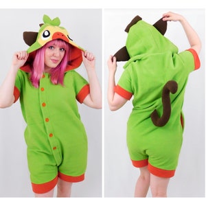 Grookey Inspired Kigurumi Romper Handmade Fleece Cosplay for Men or Women, Unisex Comfy Halloween Costume, Custom Sizing Available
