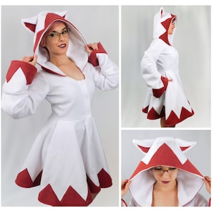 White Mage Inspired Kigurumi Dress Handmade Final Fantasy Fleece Cosplay for Women, Comfy Halloween Costume, Custom Sizing Available